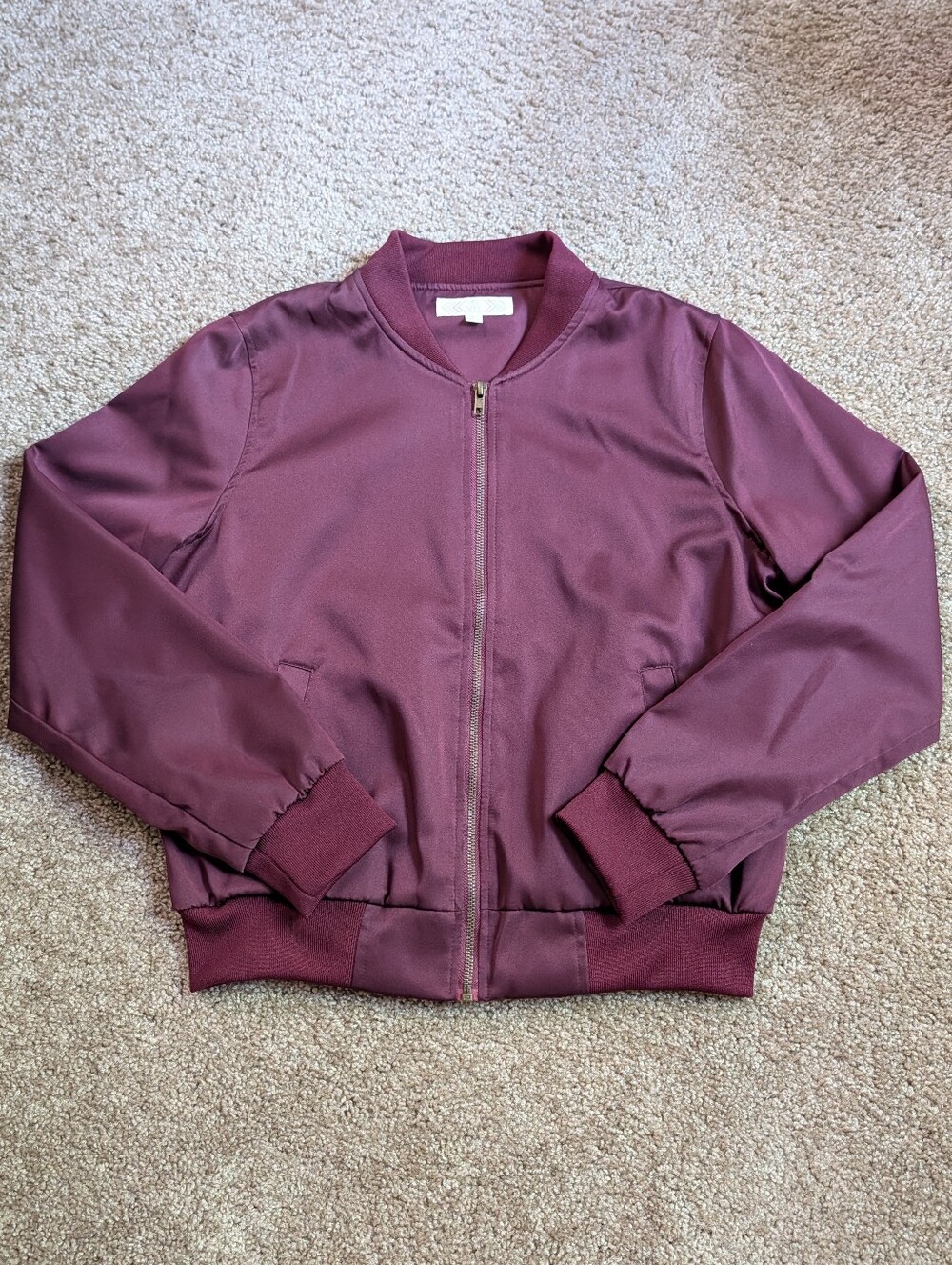 Pink Rose Burgundy Bomber Jacket